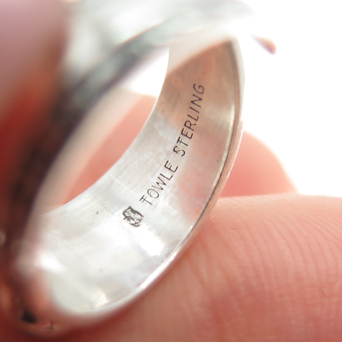 TOWLE 925 Sterling Vintage Sleeping Beauty Turquoise Adjustable Ring Size 4.5