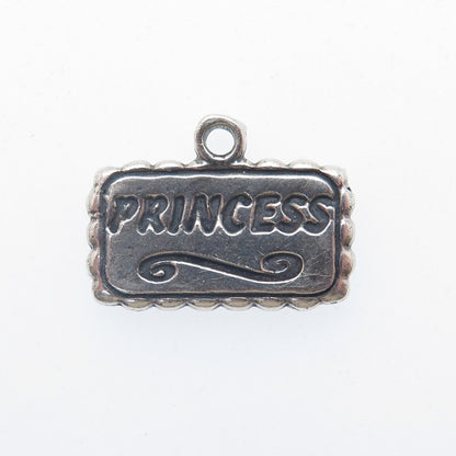 SUNDANCER 925 Sterling Silver Vintage Princess Minimalist Charm Pendant