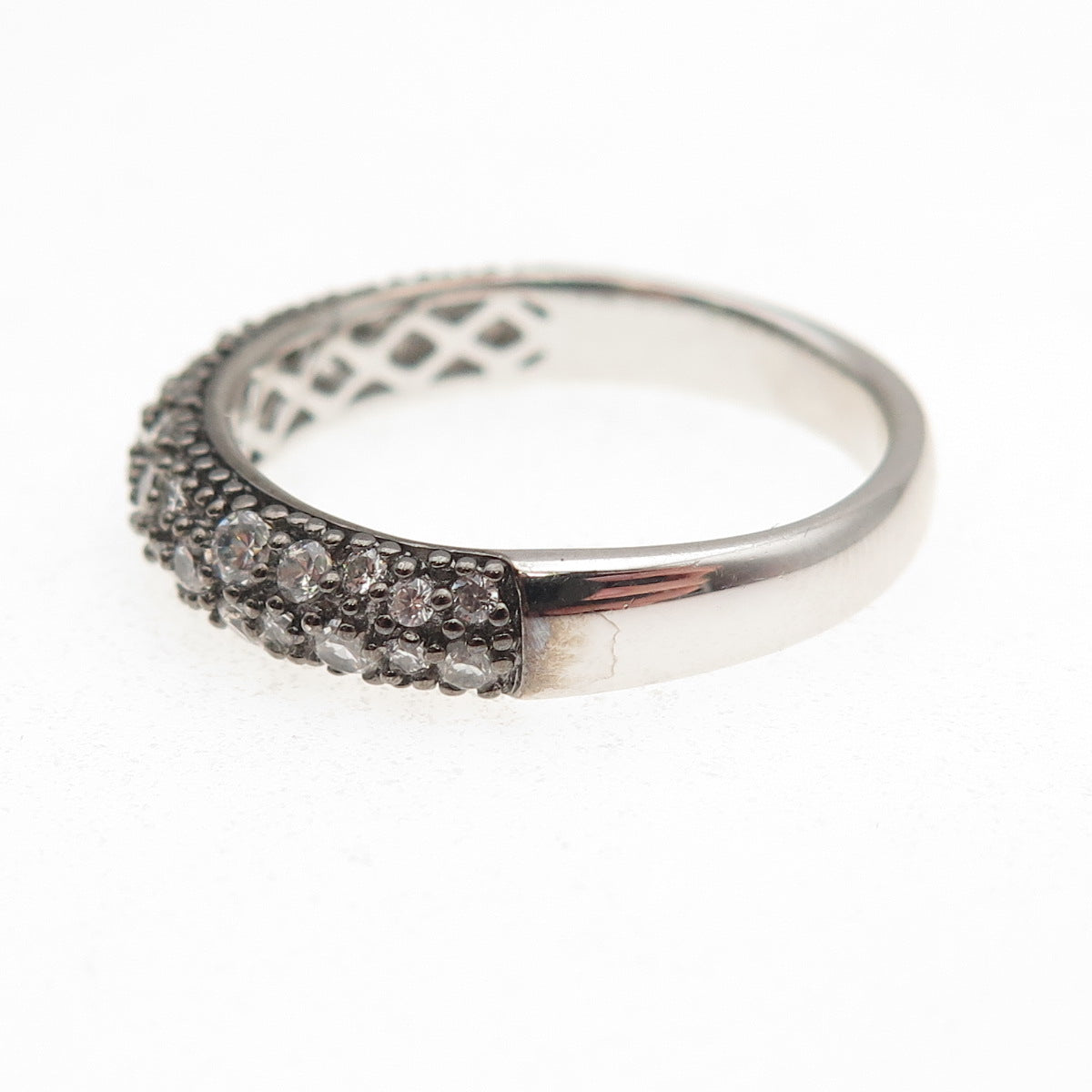 925 Sterling Silver Round-Cut C Z Half Eternity Band Ring Size 9.25