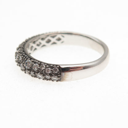 925 Sterling Silver Round-Cut C Z Half Eternity Band Ring Size 9.25