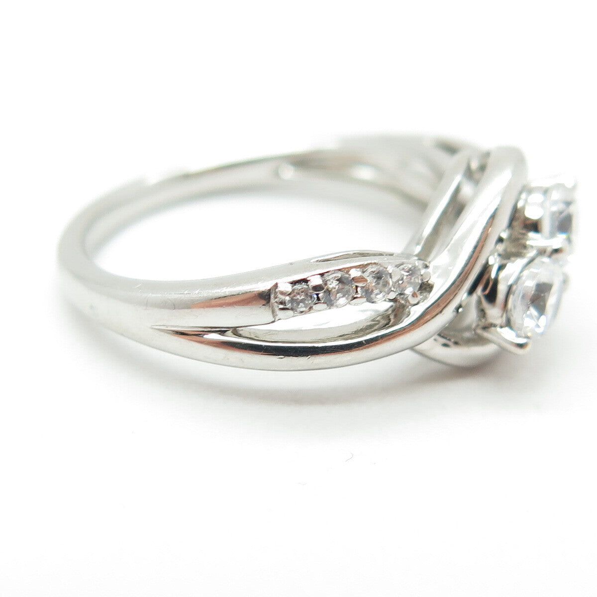 SAI 925 Sterling Silver Round-Cut C Z Engagement Ring Size 7