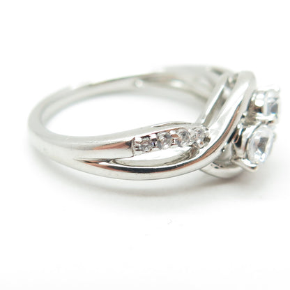 SAI 925 Sterling Silver Round-Cut C Z Engagement Ring Size 7