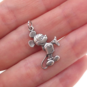 Disney 925 Sterling Silver Vintage Mickey Mouse Oxidized Charm Pendant