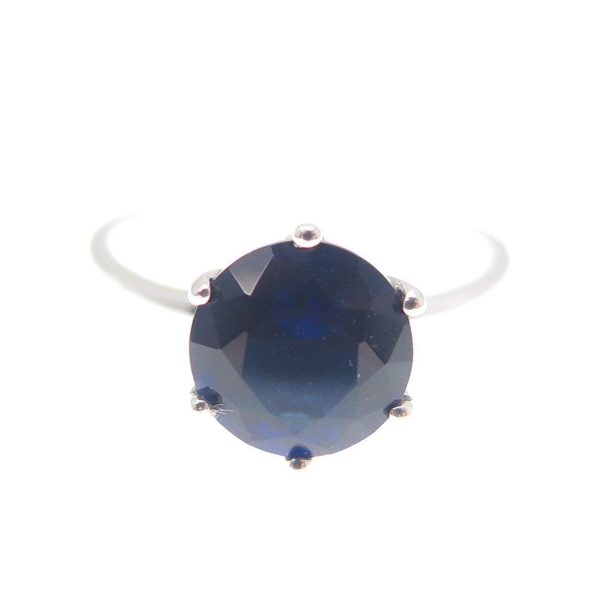 DAZZLERS 925 Sterling Silver Round-Cut Nano Blue Sapphire Ring Size 6.75