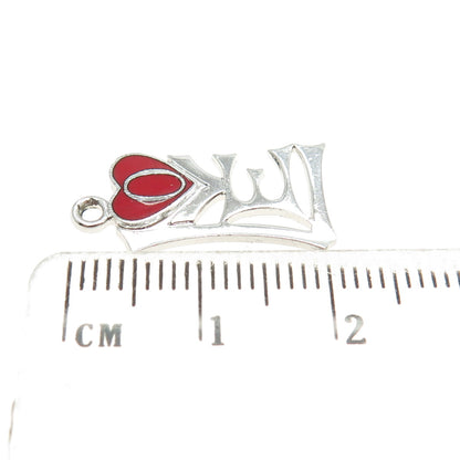 GRIFFITH & SONS CO 925 Sterling Silver Vintage Red Enamel LOVE Pendant