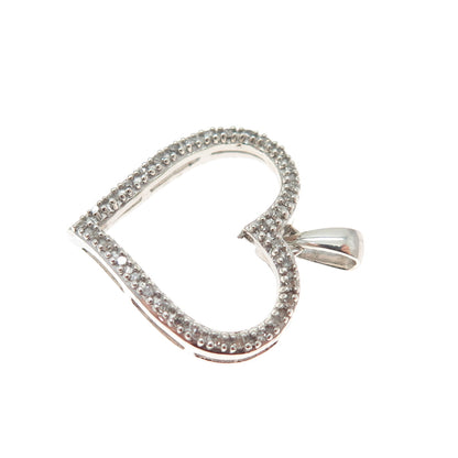 SB Sherri Baker 925 Sterling Silver Real Diamond Heart Minimalist Charm Pendant