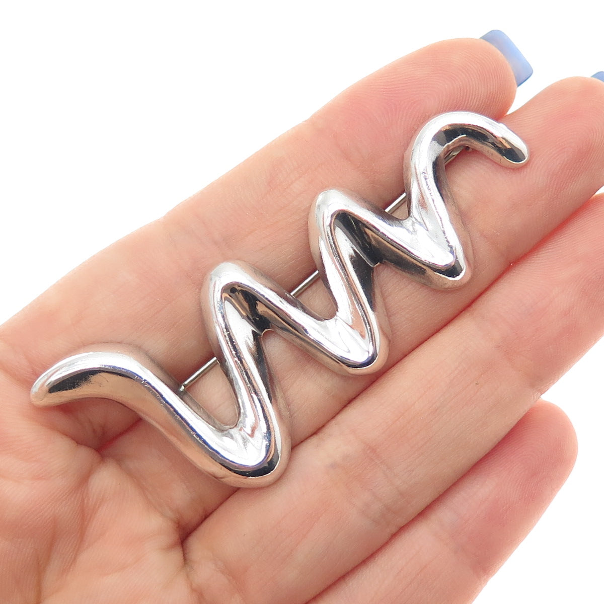BARRA 925 Sterling Silver Vintage Modernist Zig Zag Pin Brooch