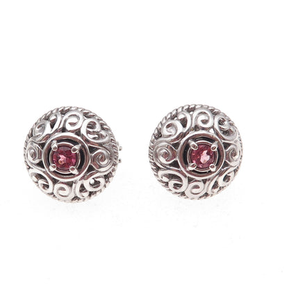 Carolyn Pollack 925 Sterling Silver Vintage Real Amethyst Omega Back Earrings