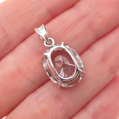 925 Sterling Silver Oval-Cut C Z Mini Charm Pendant