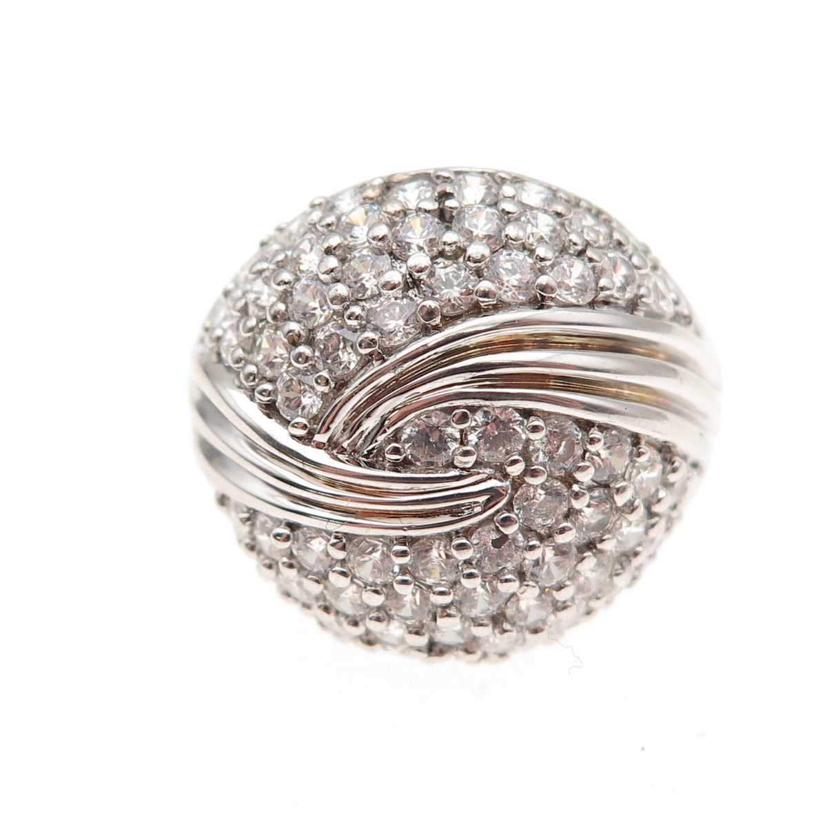 925 Sterling Silver Round-Cut C Z Yin Yang Ring Size 7.25