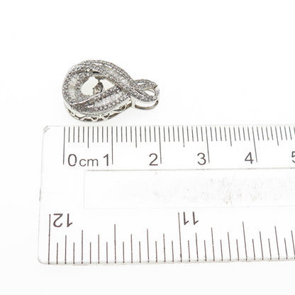 925 Sterling Real Round Tapered Baguette-Cut Diamond Infinity Mini Slide Pendant