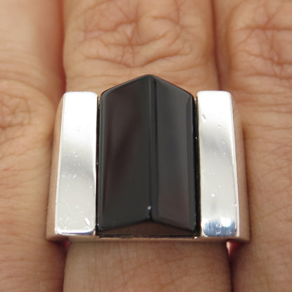 MMA Metropolitan Museum of Art Sterling Silver Vintage Black Onyx Ring Size 7.5