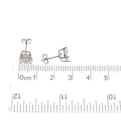 925 Sterling Silver Round-Cut C Z Stud Earrings