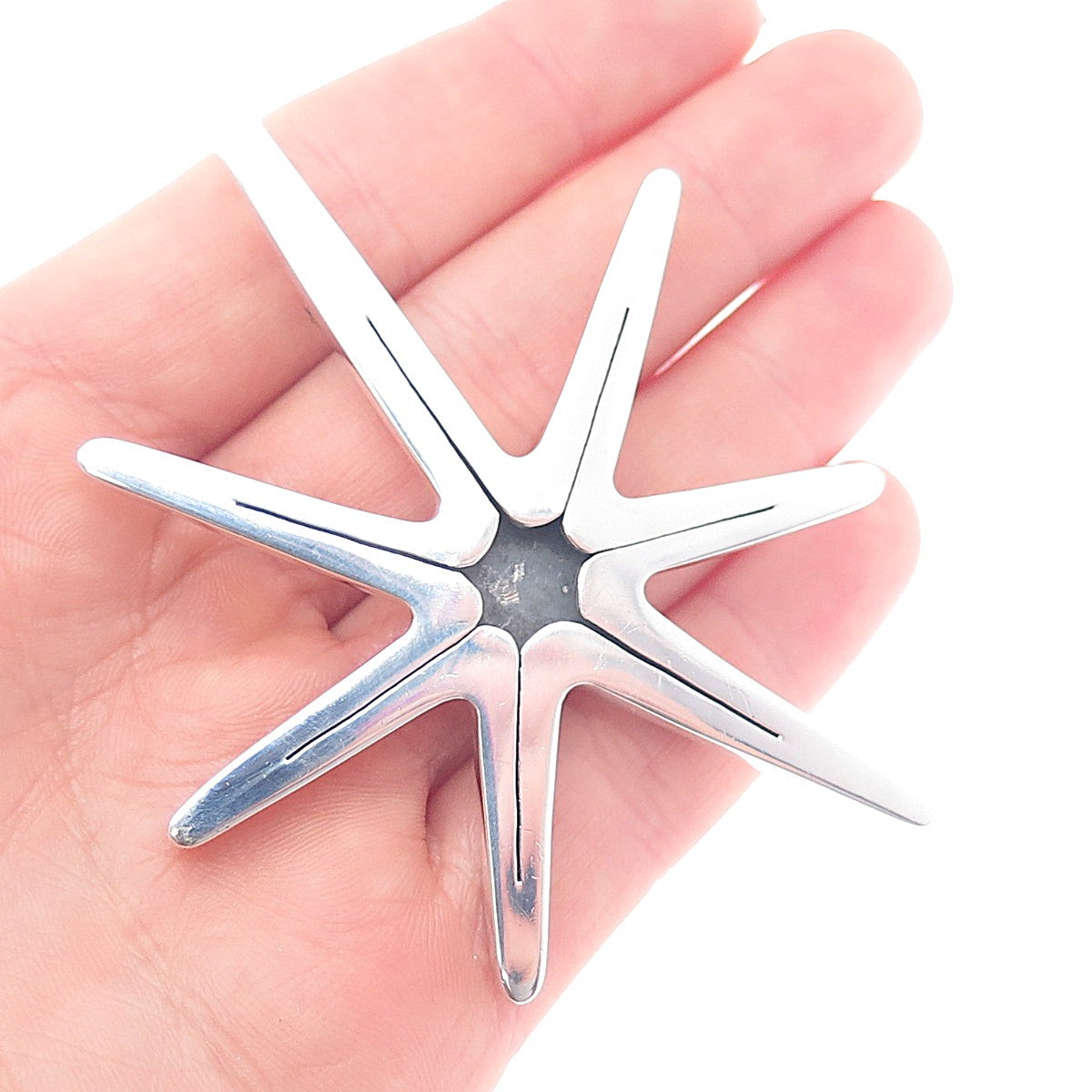 925 Sterling Silver Vintage Mexico Modernist Star Oxidized Pin Brooch