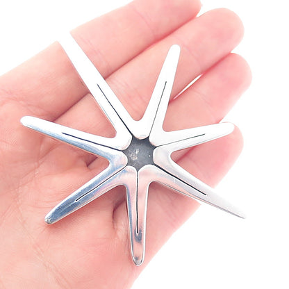 925 Sterling Silver Vintage Mexico Modernist Star Oxidized Pin Brooch
