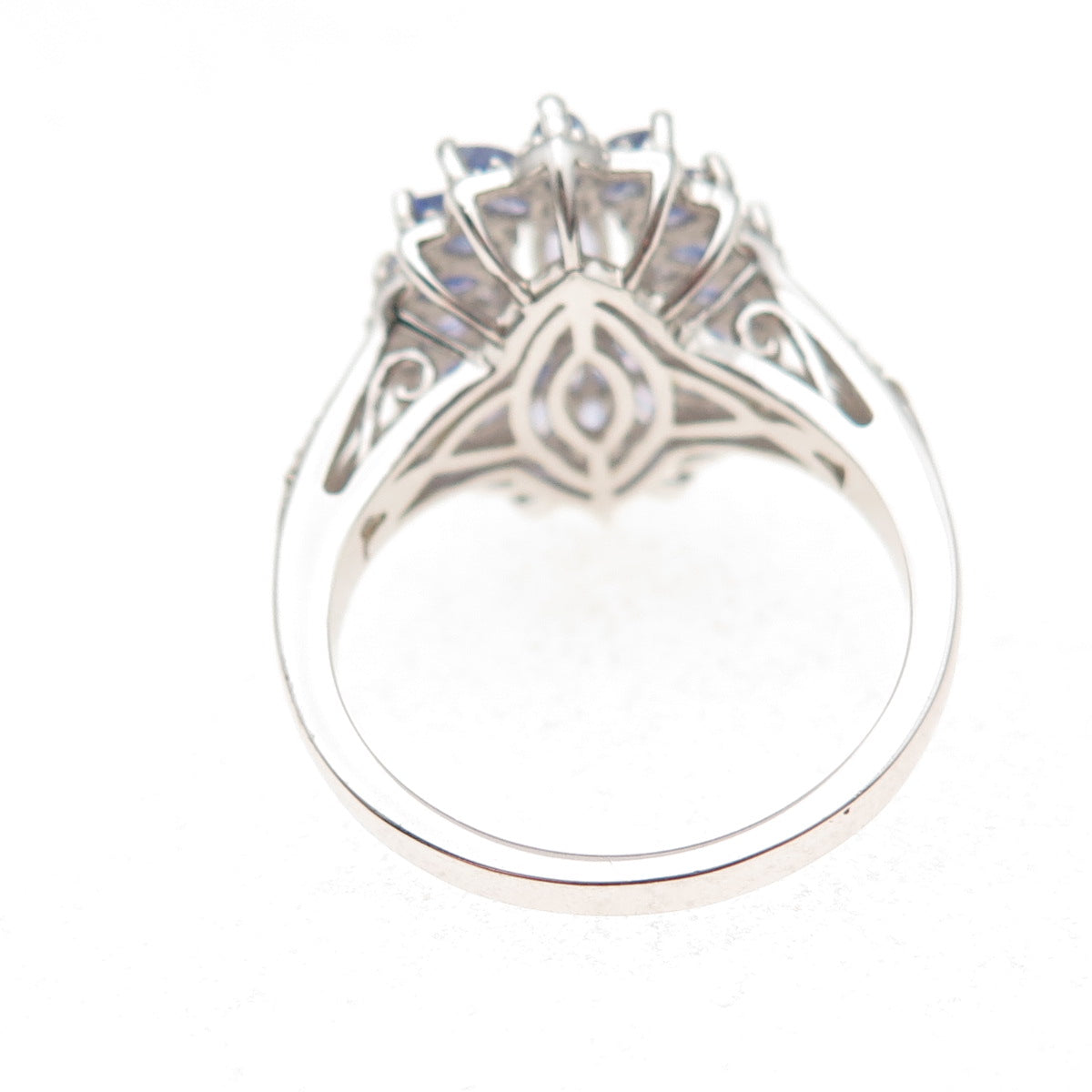 Chuck Clemency 925 Sterling Silver Real Tanzanite & White Topaz Ring Size 8.25