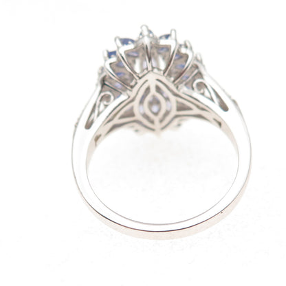 Chuck Clemency 925 Sterling Silver Real Tanzanite & White Topaz Ring Size 8.25