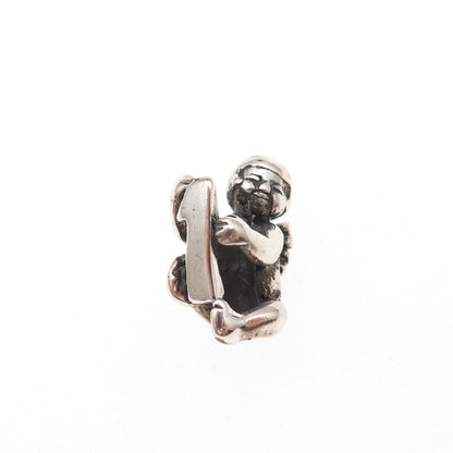 Trollbeads LAA 925 Sterling Silver 1st Birthday Cherub Slide Bead Charm