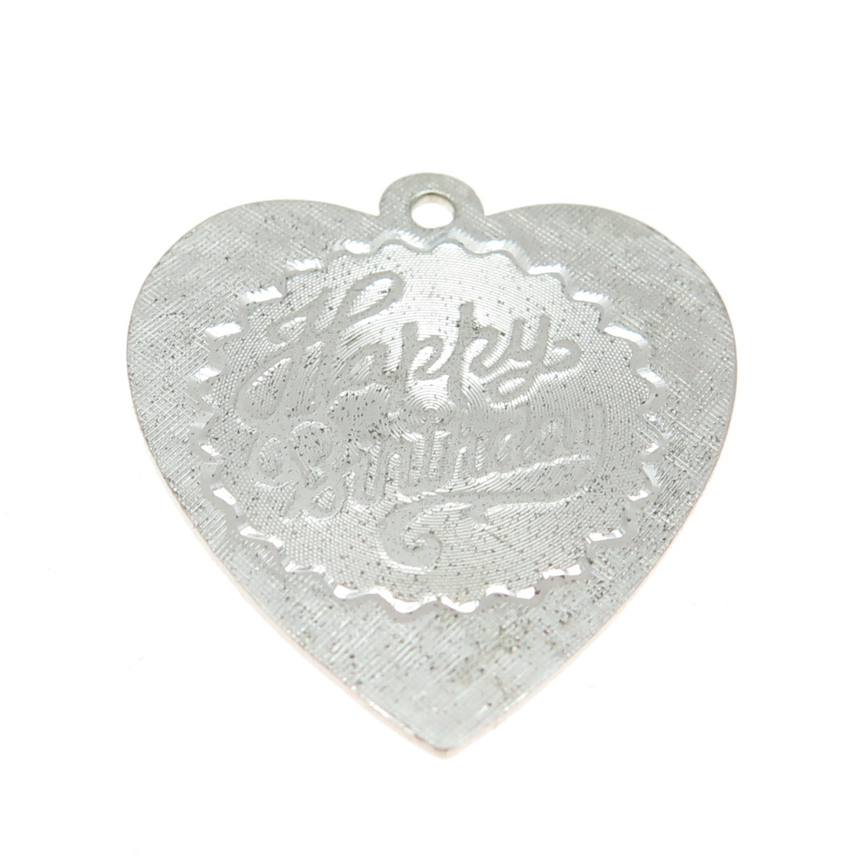 925 Sterling Silver Vintage "Happy Birthday" Engraved Heart Pendant