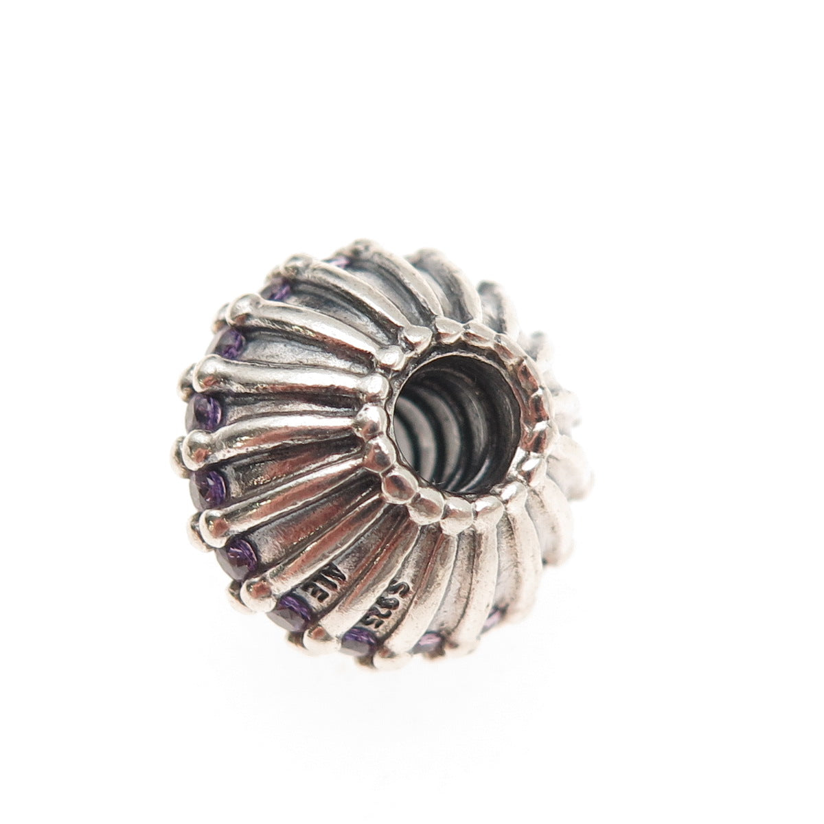 Pandora 925 Sterling Silver Purple C Z Show Stopper Slide Bead Charm
