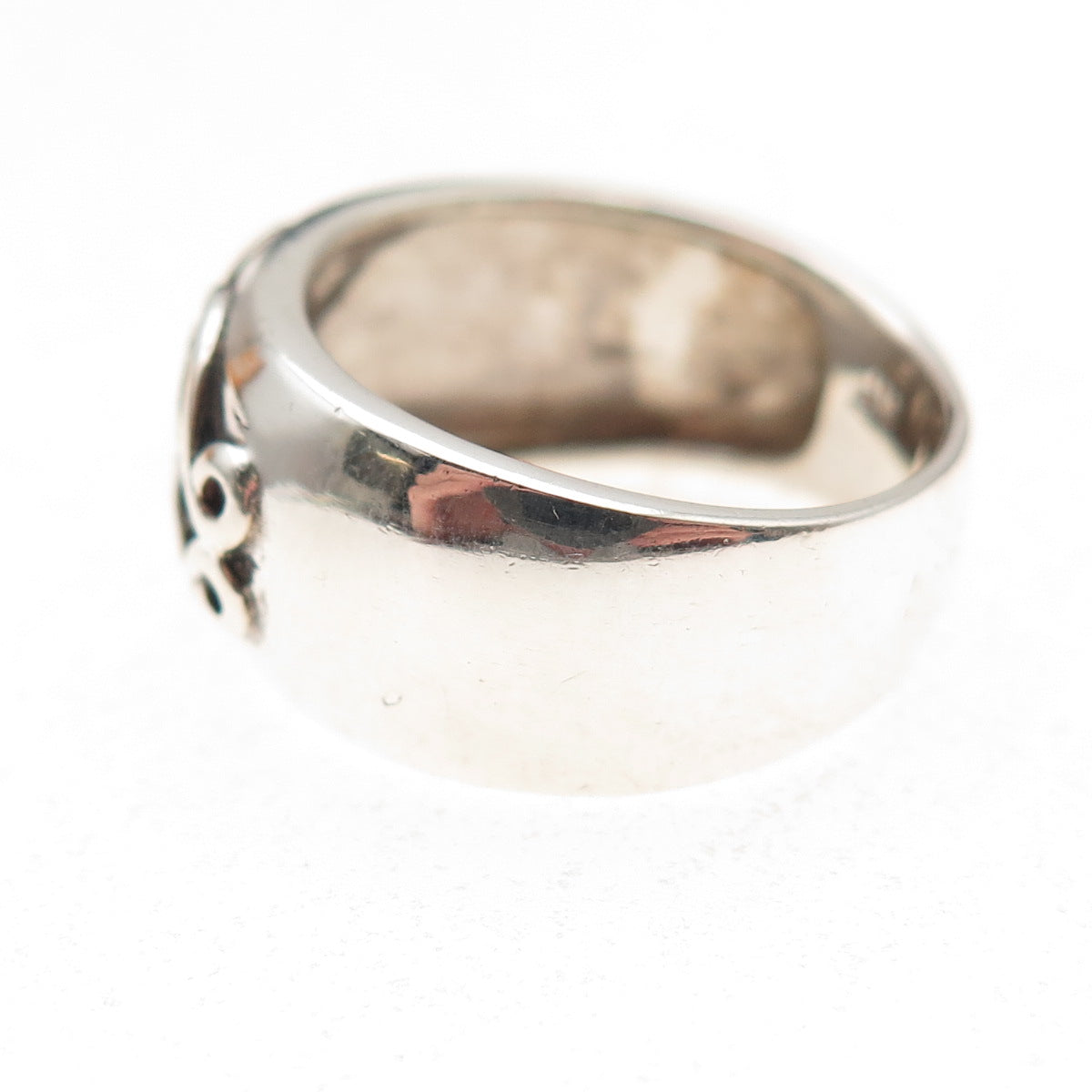 925 Sterling Silver Vintage Heart Scroll Oxidized Ring Size 7