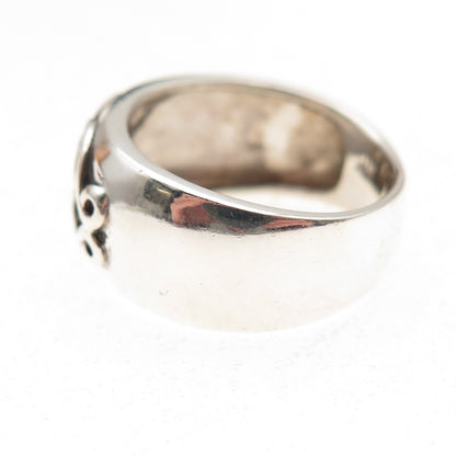 925 Sterling Silver Vintage Heart Scroll Oxidized Ring Size 7