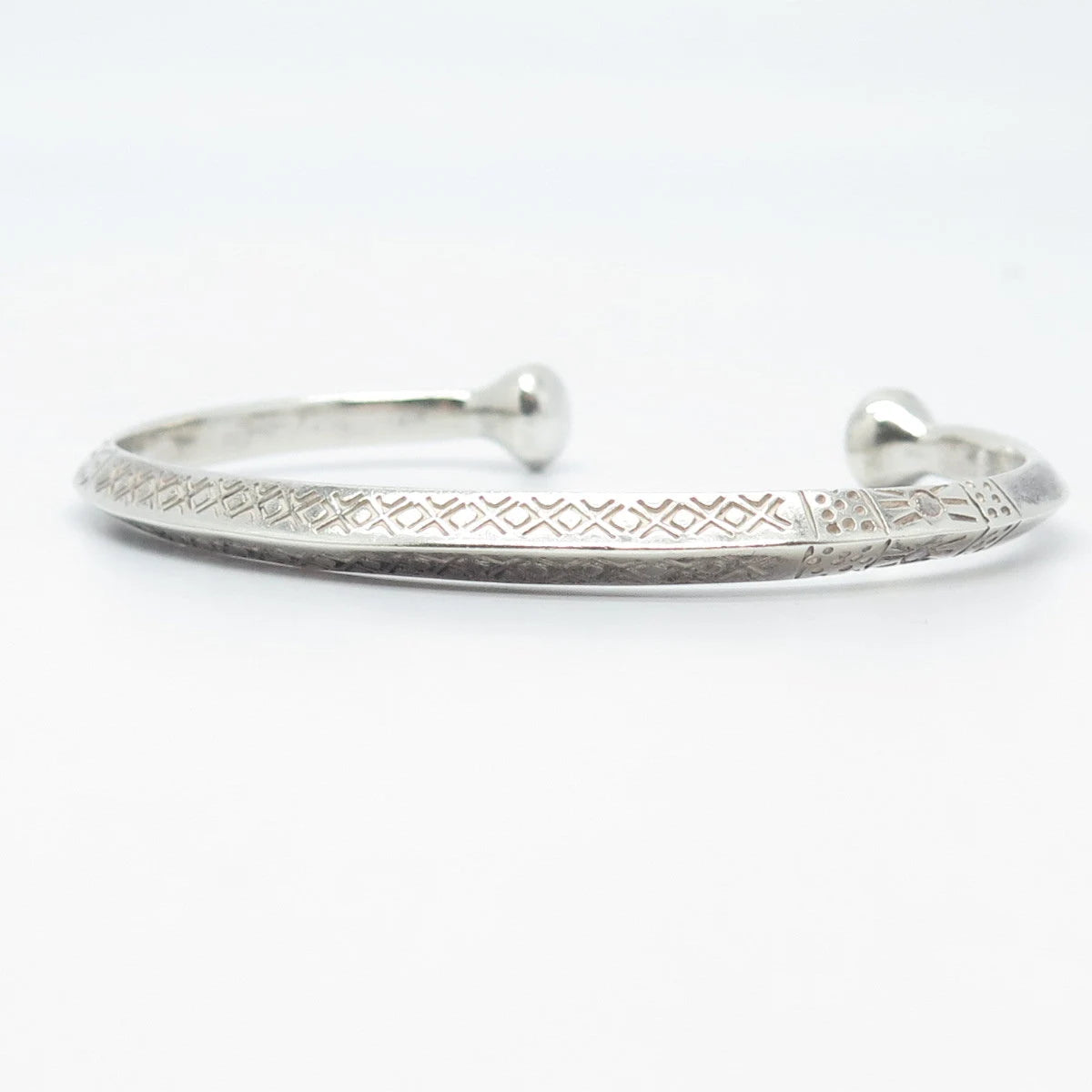 925 Sterling Silver Vintage Ornate Sun Tribal Adjustable Bracelet 6.5"