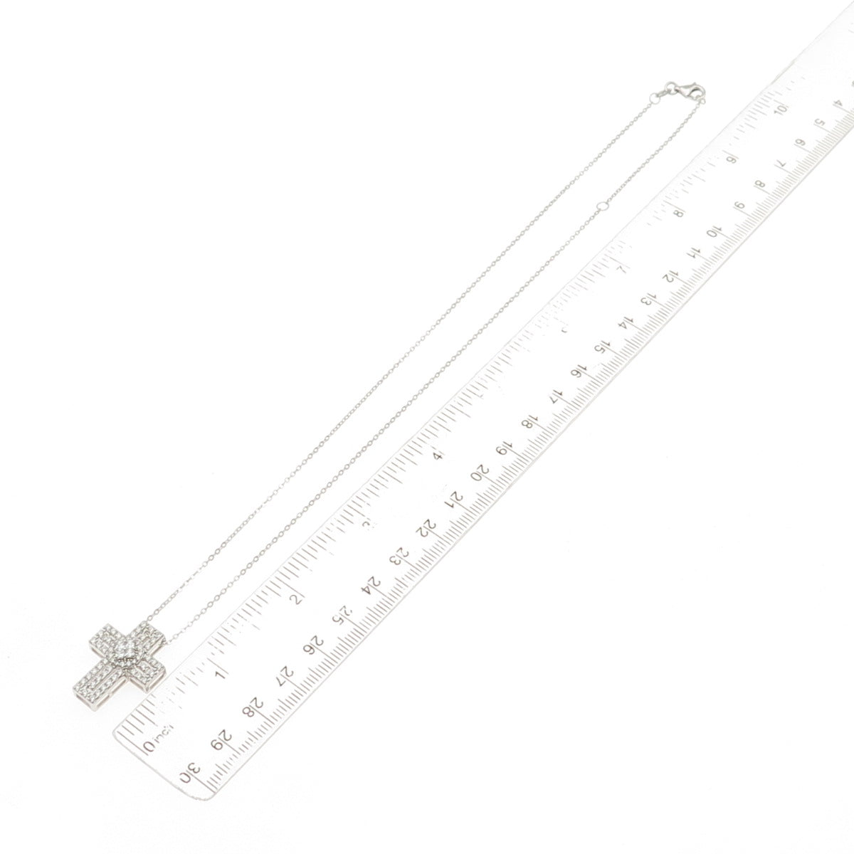 DBJ Dee Berkle 925 Sterling Silver C Z Cross Cable Chain Necklace 16-18"