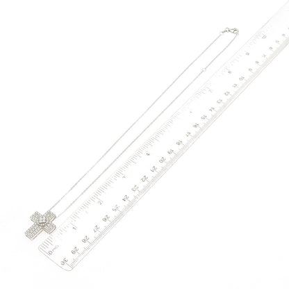 DBJ Dee Berkle 925 Sterling Silver C Z Cross Cable Chain Necklace 16-18"