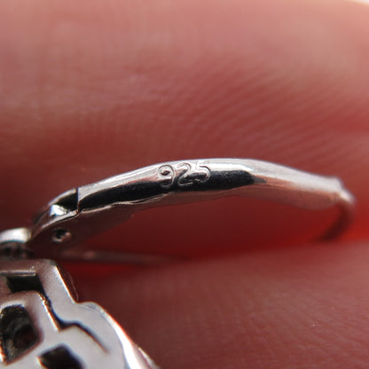 CHUCK CLEMENCY 925 Sterling Silver Real Amethyst & White Topaz Dangle Earrings