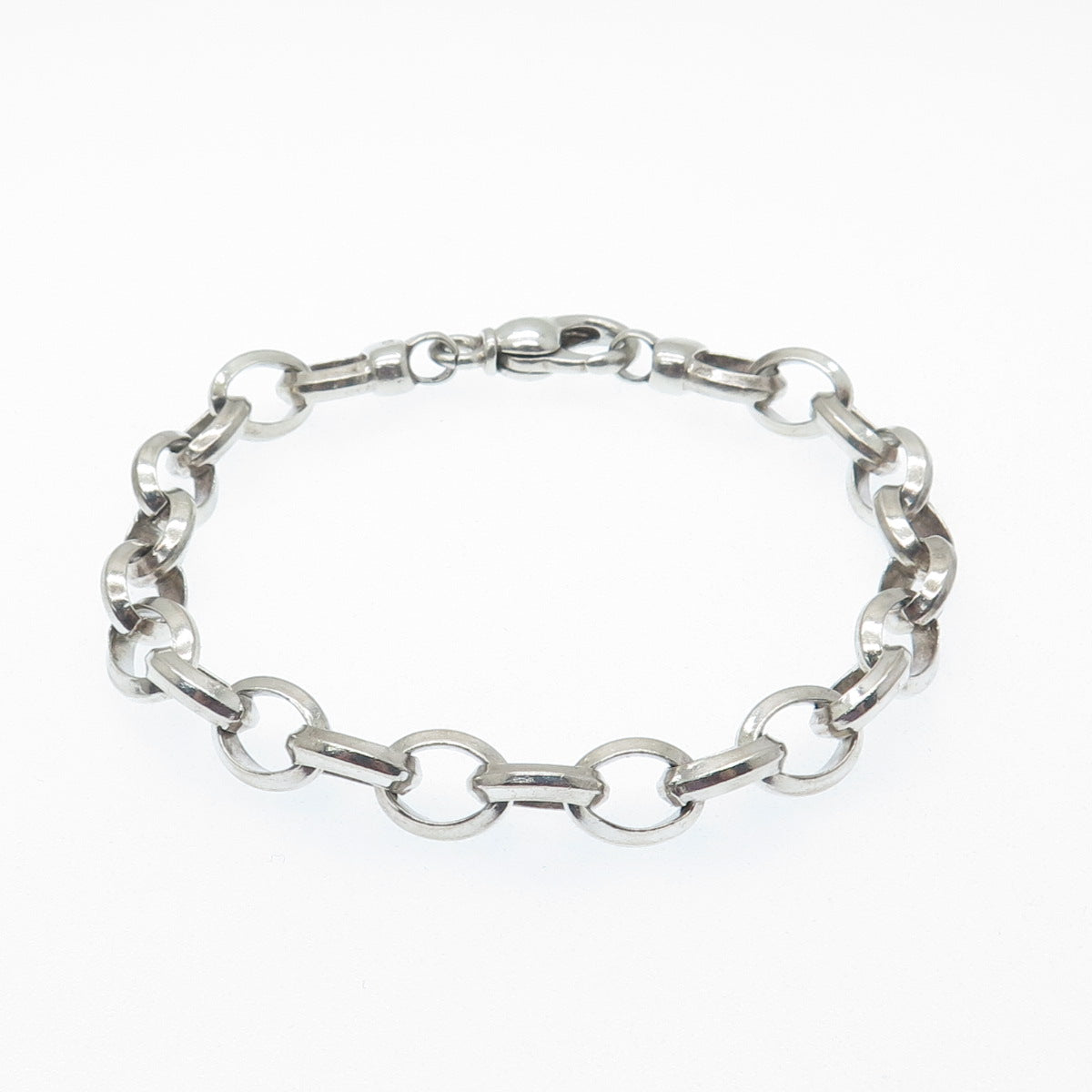 925 Sterling Silver Vintage Italy Cable Link Bracelet 7.25"