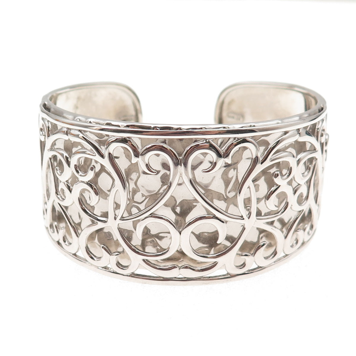 Key Star 925 Sterling Silver Vintage Floral Ornate Adjustable Bracelet 7.25"