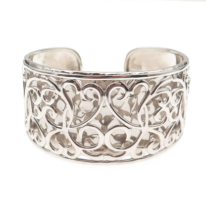 Key Star 925 Sterling Silver Vintage Floral Ornate Adjustable Bracelet 7.25"