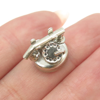 925 Sterling Silver Antique Art Deco "I Love You" Rotary Telephone Pendant