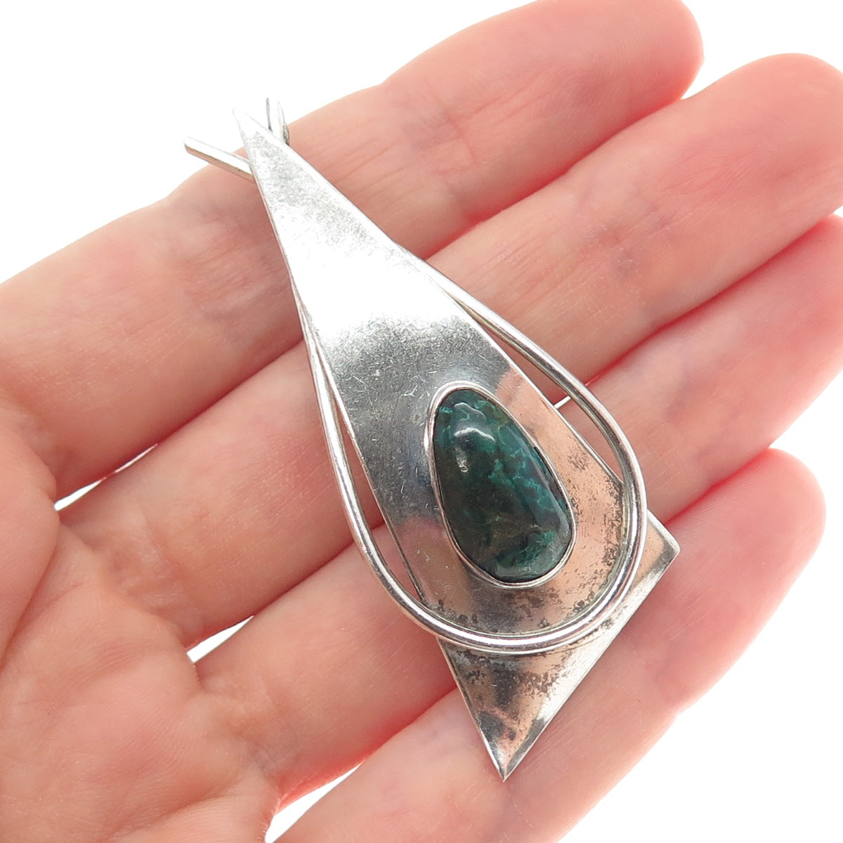 925 Sterling Silver Vintage BAR Israel Real Eilat Modernist Pin Brooch / Pendant