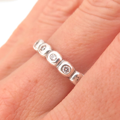Pandora 925 Sterling Silver Round-Cut C Z Hope Bubble Band Ring Size 8