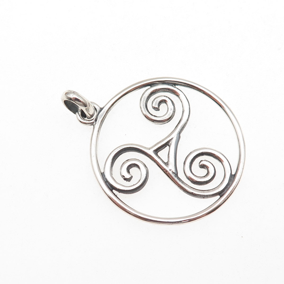 925 Sterling Silver Vintage Celtic Triskelion Oxidized Charm Pendant
