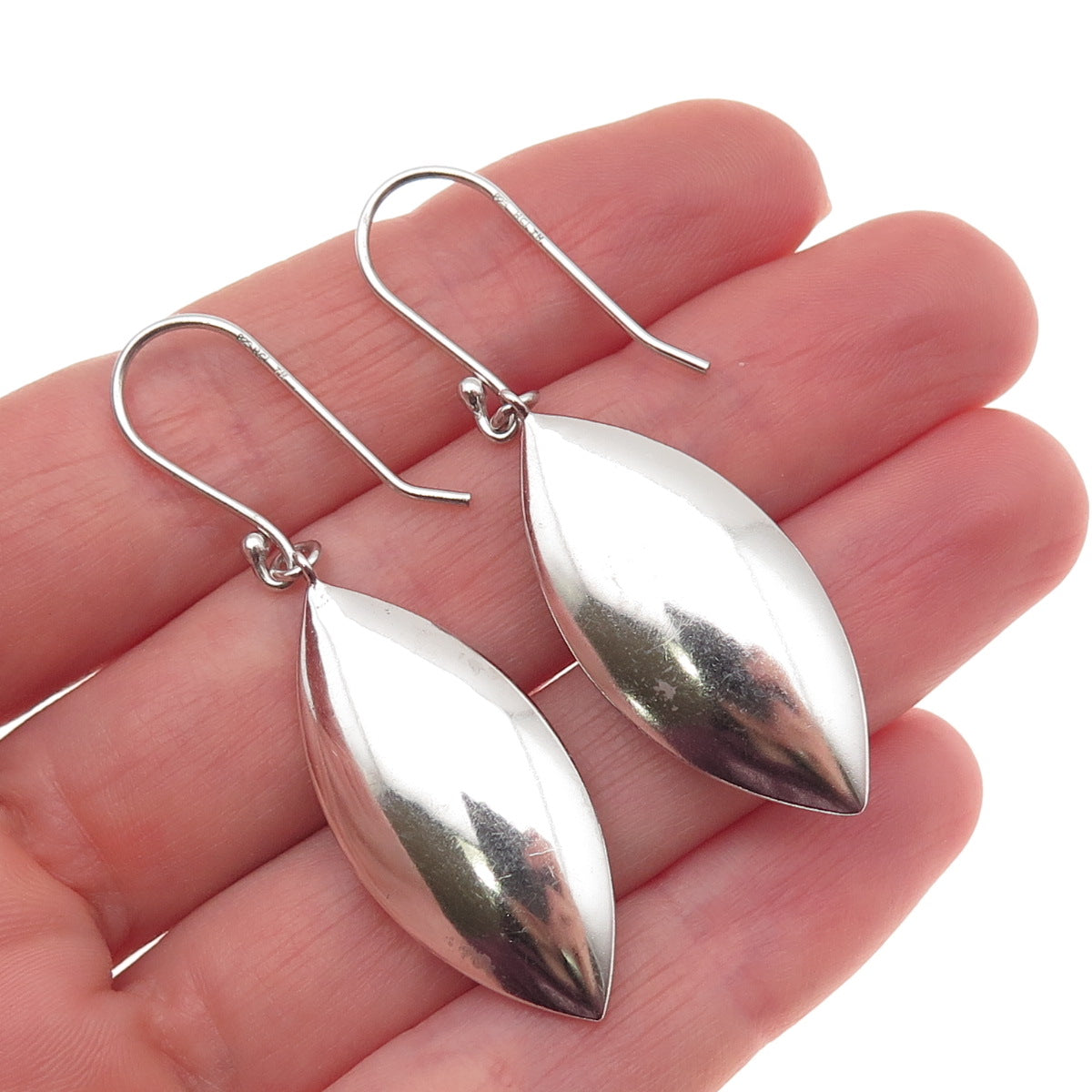 925 Sterling Silver Modernist Petal Dangle Earrings