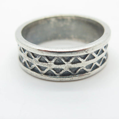 925 Sterling Silver Vintage Saram Zigzag Band Ring Size 6
