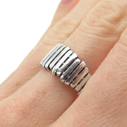 GC GODFREY CARTER 925 Sterling Silver Vintage Modernist Ribbed Ring Size 8.25