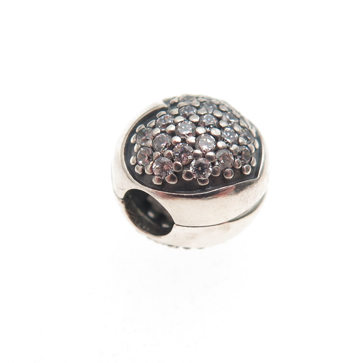 Pandora 925 Sterling Silver C Z Heart Clip Bead Lock Charm