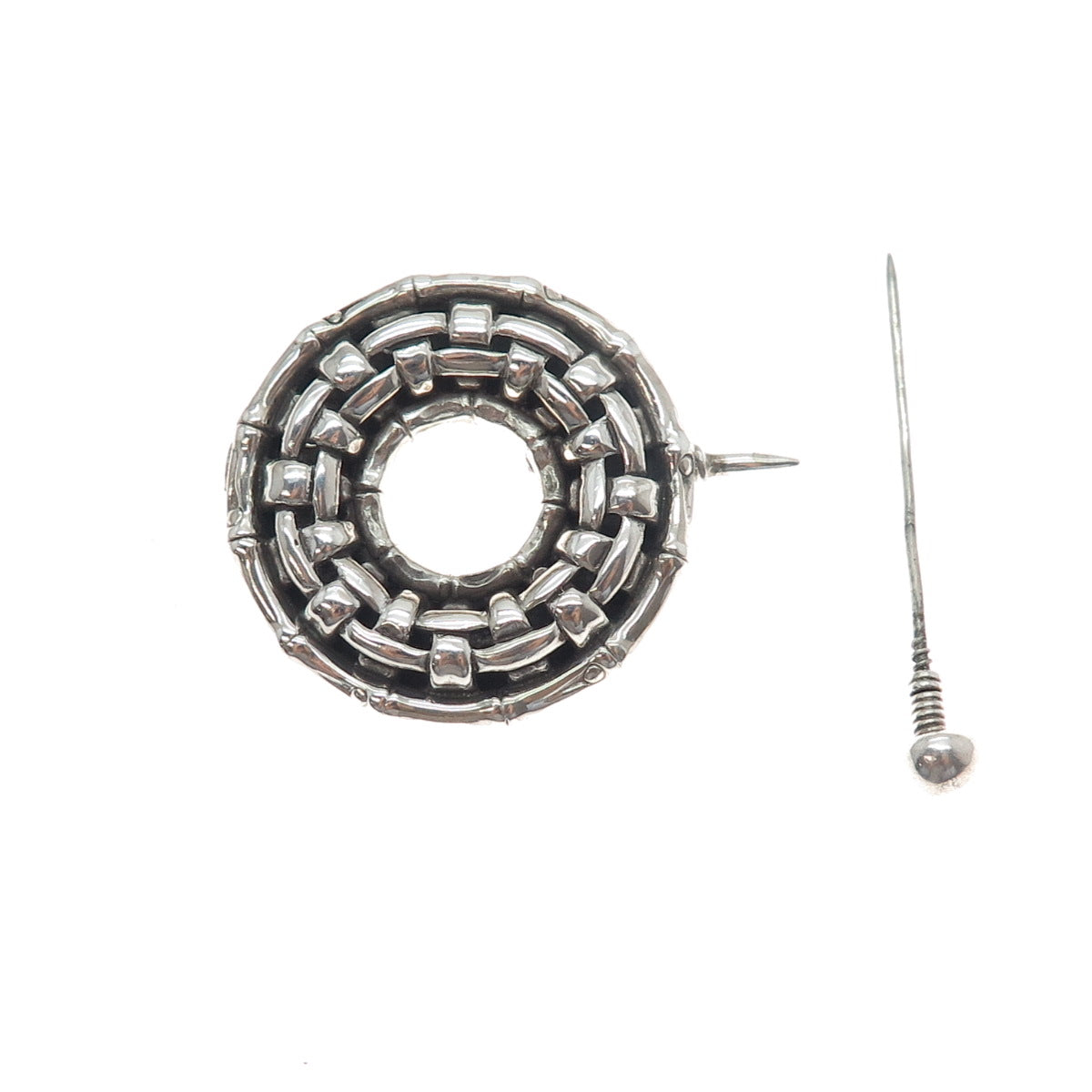 JOHN HARDY 925 Sterling Silver Vintage Celtic Woven Bamboo Pin Brooch