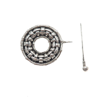 JOHN HARDY 925 Sterling Silver Vintage Celtic Woven Bamboo Pin Brooch