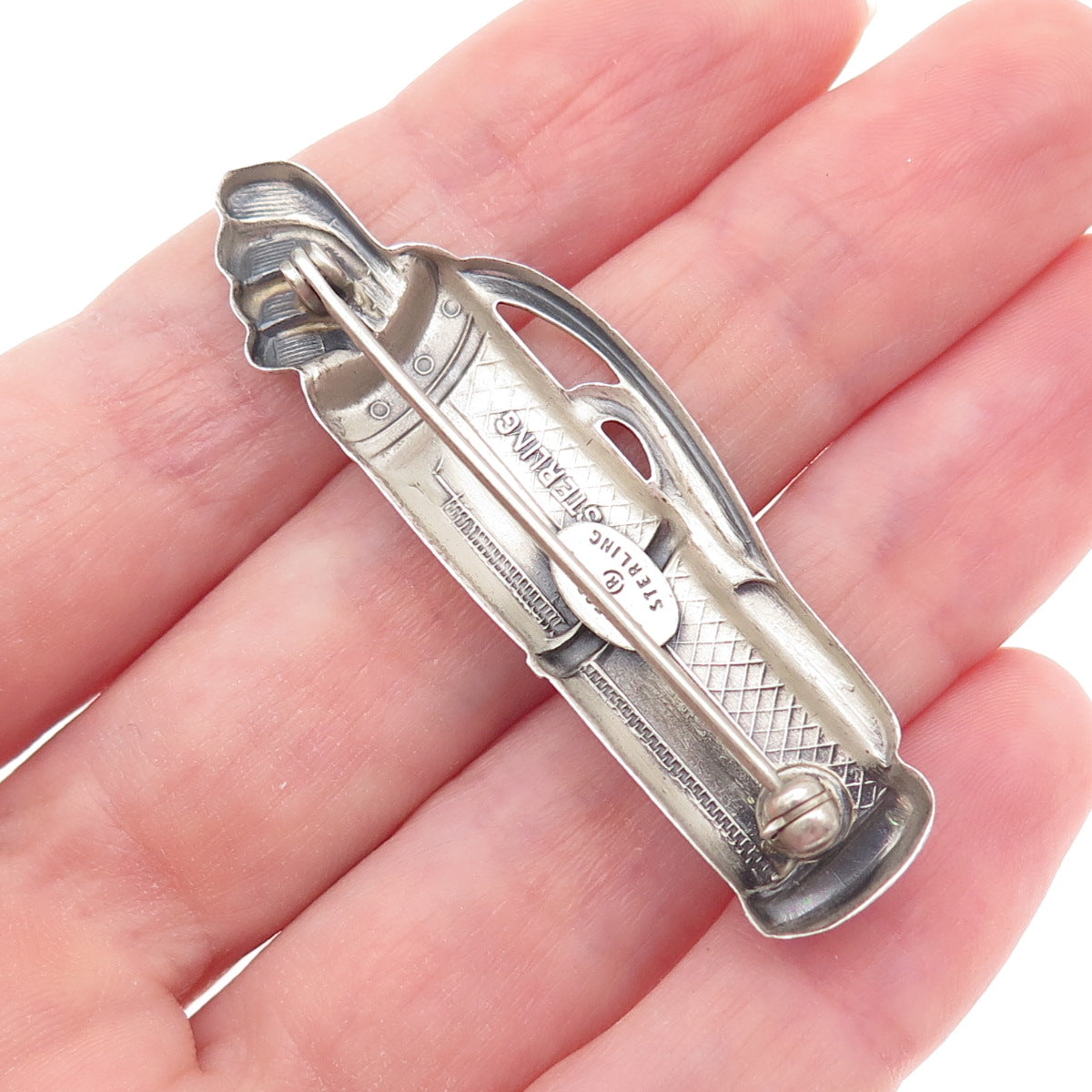 DANECRAFT 925 Sterling Silver Vintage Golf Club Oxidized Pin Brooch