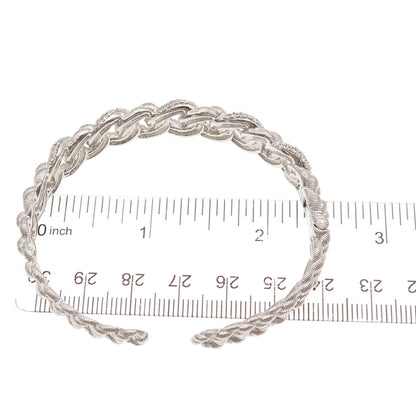 Judith Ripka 925 Sterling Silver Round-Cut C Z Cuban Link Cuff Bracelet 6.75"