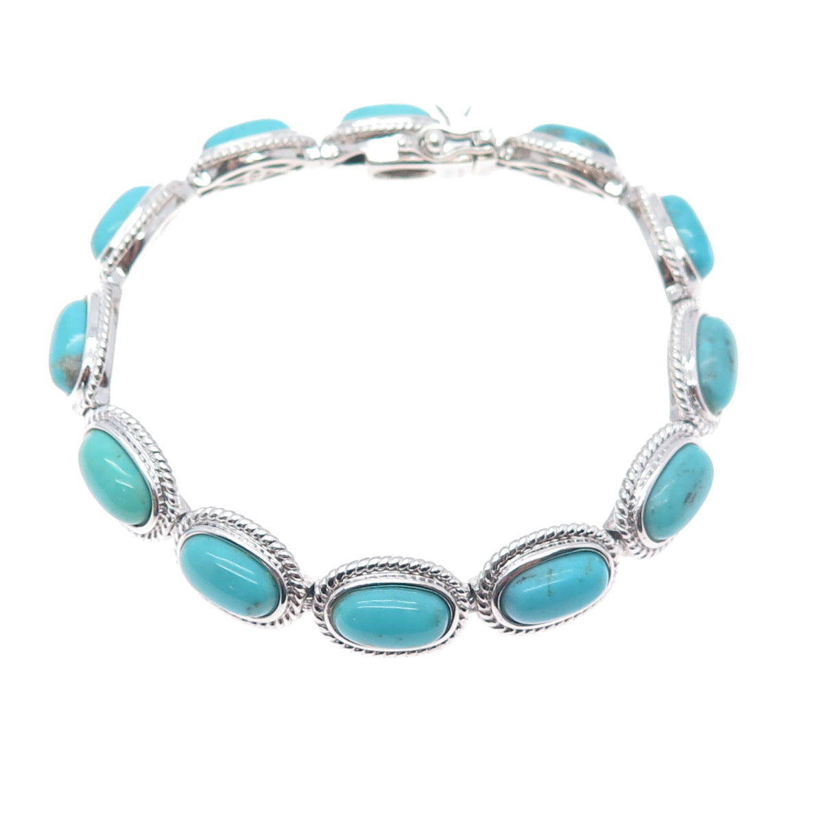 JACKSON HOLE 925 Sterling Silver Vintage Real Tyrone Turquoise Bracelet 8"