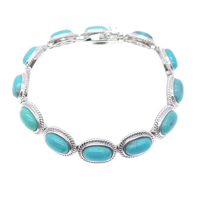 JACKSON HOLE 925 Sterling Silver Vintage Real Tyrone Turquoise Bracelet 8"