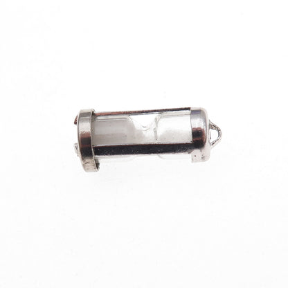925 Sterling Silver Antique Art Deco Hourglass 3D Charm Pendant