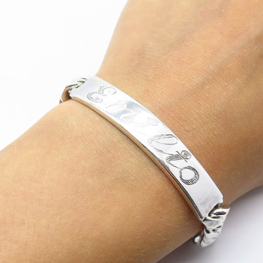 925 Sterling Silver Vintage "Emilio" Personalized ID Cuban Link Bracelet 8"