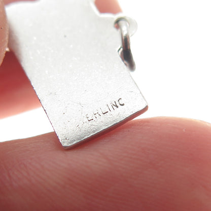 925 Sterling Silver Vintage Enamel "Massachusetts" State Map Charm Pendant